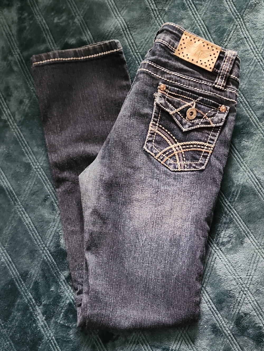 YMI Dark Wash Skinny Jeans with Decorative Back Pocket